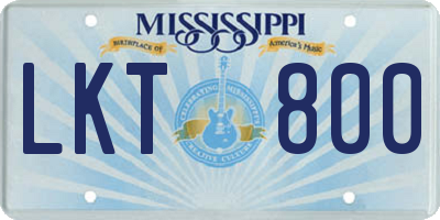 MS license plate LKT800