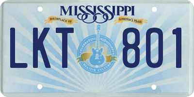 MS license plate LKT801