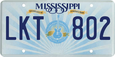 MS license plate LKT802