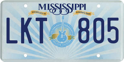 MS license plate LKT805