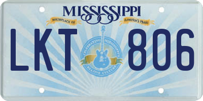 MS license plate LKT806