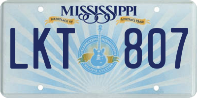 MS license plate LKT807