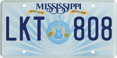 MS license plate LKT808