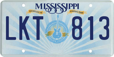 MS license plate LKT813