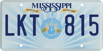 MS license plate LKT815