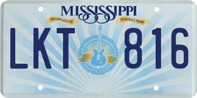 MS license plate LKT816