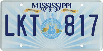 MS license plate LKT817