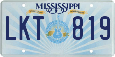 MS license plate LKT819