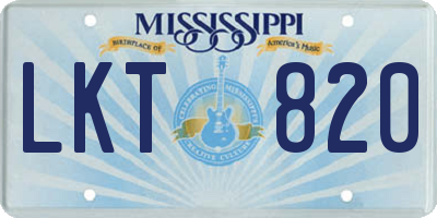 MS license plate LKT820