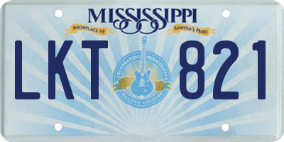 MS license plate LKT821
