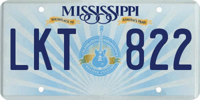 MS license plate LKT822