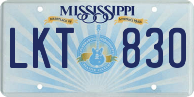 MS license plate LKT830