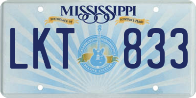 MS license plate LKT833