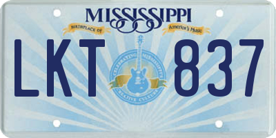 MS license plate LKT837