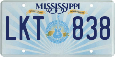 MS license plate LKT838