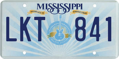 MS license plate LKT841