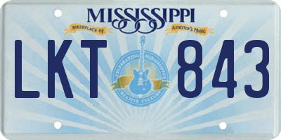MS license plate LKT843