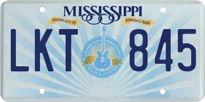 MS license plate LKT845