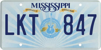 MS license plate LKT847