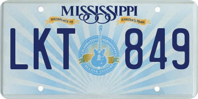 MS license plate LKT849