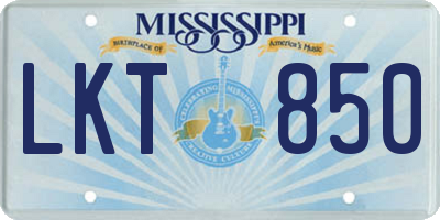 MS license plate LKT850
