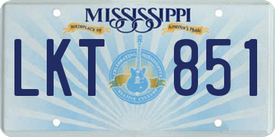 MS license plate LKT851