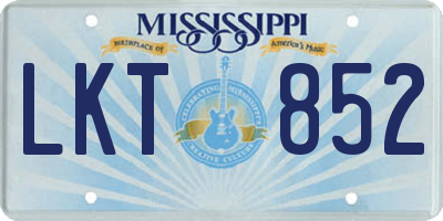 MS license plate LKT852