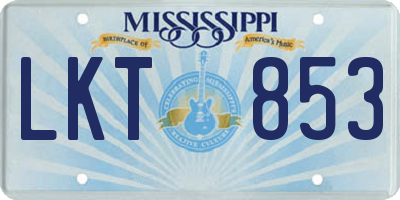 MS license plate LKT853