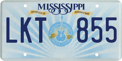 MS license plate LKT855