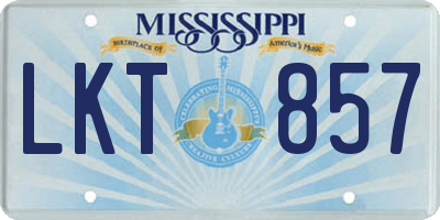 MS license plate LKT857