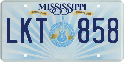 MS license plate LKT858