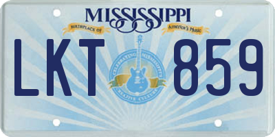MS license plate LKT859