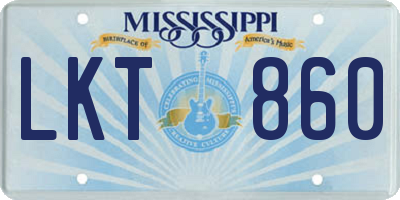 MS license plate LKT860