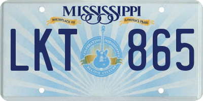 MS license plate LKT865