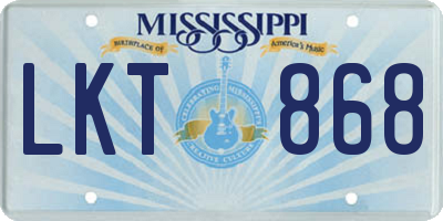 MS license plate LKT868
