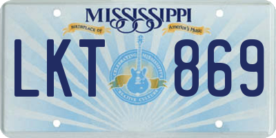 MS license plate LKT869