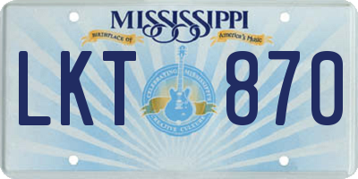 MS license plate LKT870