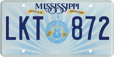 MS license plate LKT872
