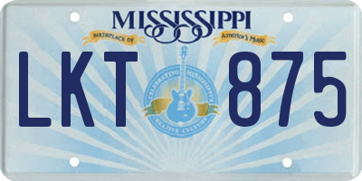 MS license plate LKT875