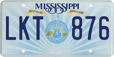 MS license plate LKT876