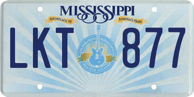 MS license plate LKT877