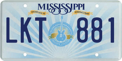 MS license plate LKT881