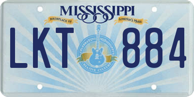 MS license plate LKT884