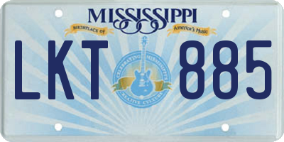MS license plate LKT885