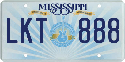 MS license plate LKT888