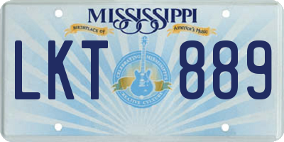 MS license plate LKT889