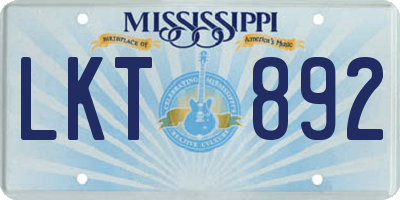 MS license plate LKT892