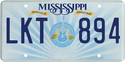 MS license plate LKT894