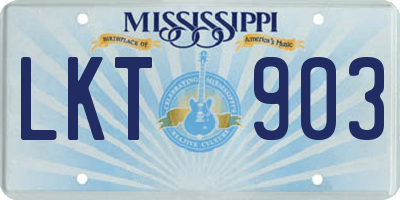 MS license plate LKT903