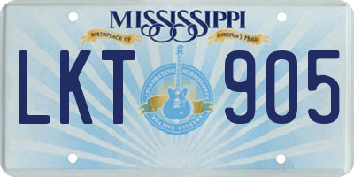 MS license plate LKT905